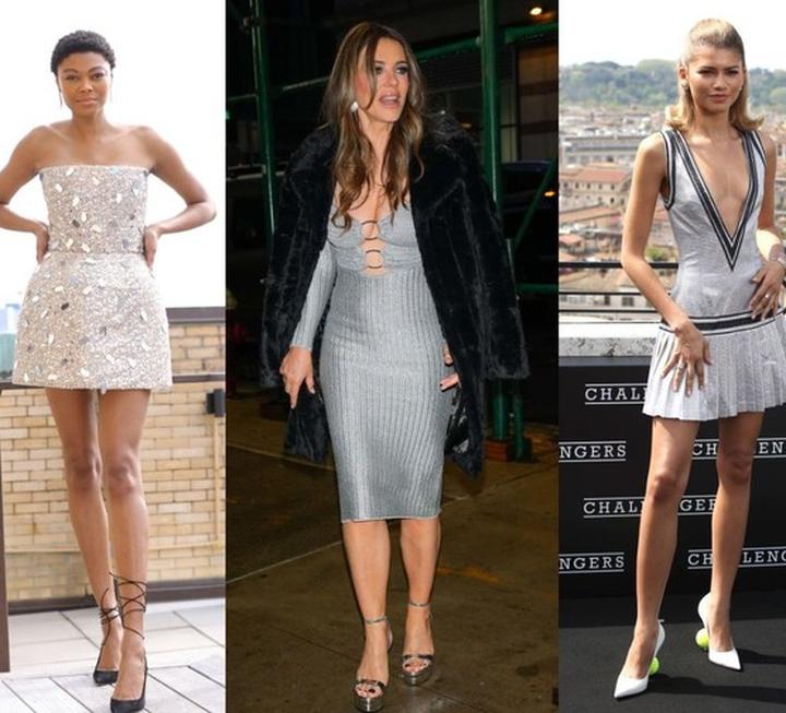 Buty do siwej sukienki